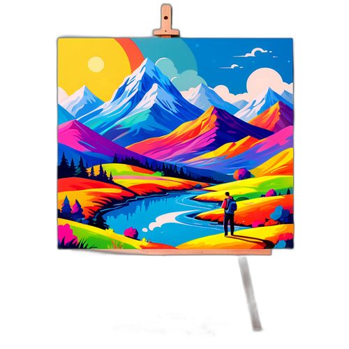 Ștefan Baiaram pictor în peisaj colorat