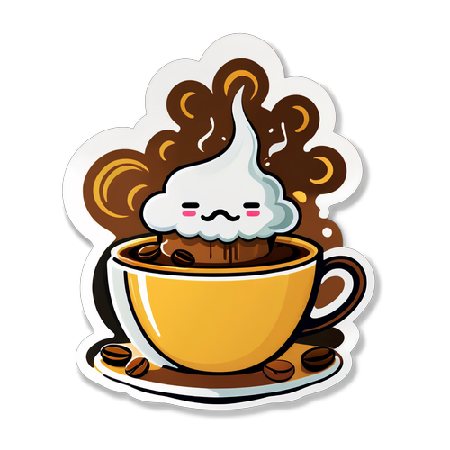 Cheerful Coffee Cup Sticker