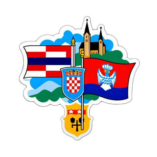 Sticker met skyline van Zagreb en Podgorica
