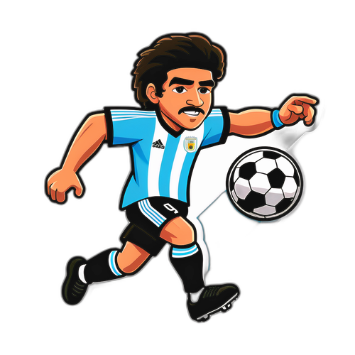 Desenho de um personagem vibrante jogando futebol