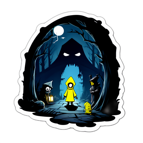 Autocollant représentant une scène sombre et intrigante de 'Little Nightmares 3'