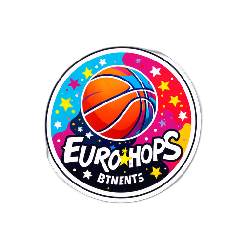 Ζωντανό αυτοκόλλητο με μπάσκετ και 'eurohoops'