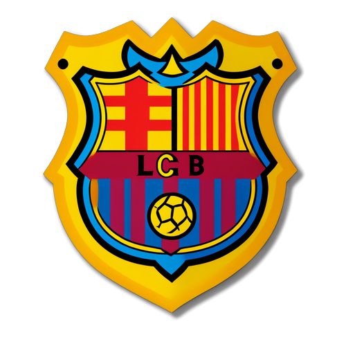 Diseño de sticker de las leyendas de Barcelona, con el escudo y fondo de Camp Nou