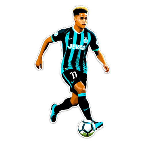 Minimalist klistermærke af Justin Kluivert i aktion