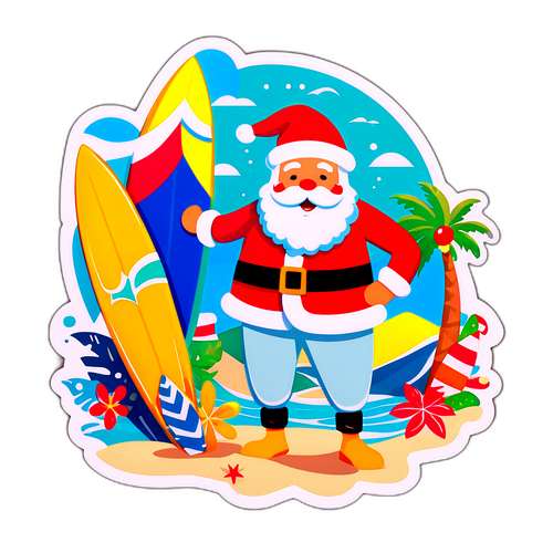 Santa Claus on Vacation Sticker