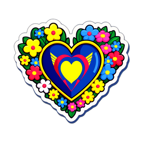 Ekvador Bayrağında Futbol Sahası ve Kalp Şeklinde Çiçekler