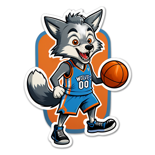 Masayang Kartun na Lobo na Nagtatangkang Mag-basketball