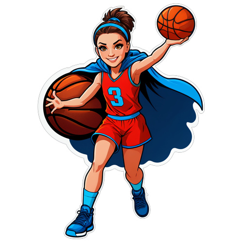 Superhero Basketball Player Sticker