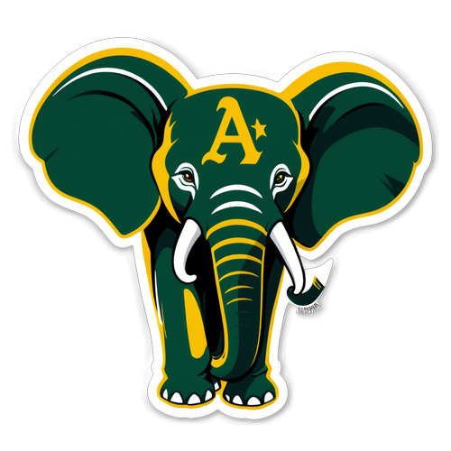 Unveiling the Iconic: Oakland Athletics' Elephant Logo Sticker in Bold Green and Gold!