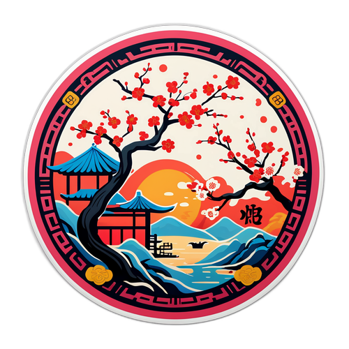 Autocollant artistique célébrant le Nouvel An lunaire