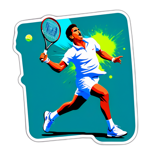 Scena dinamică a lui Carlos Alcaraz servind în tenis