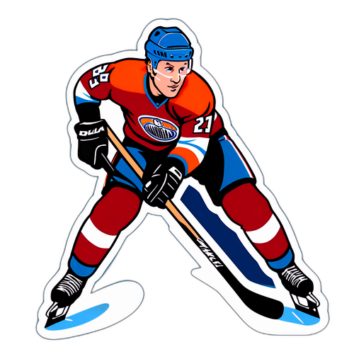 Klas Dahlbeck i retrostil som åker framåt på isen med pucken