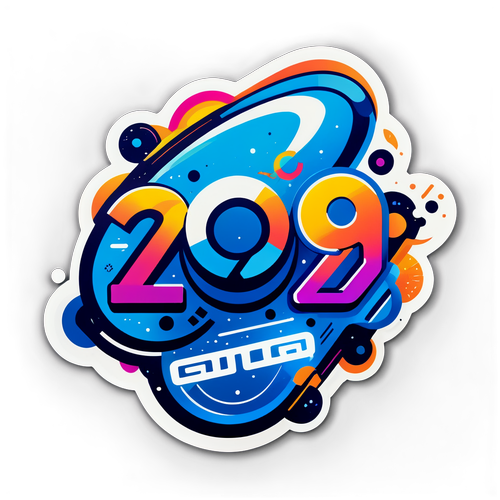 Sticker Abstrak Mewakili Tahun 2029