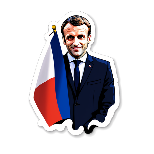 Sticker von Emmanuel Macron im modernen künstlerischen Stil