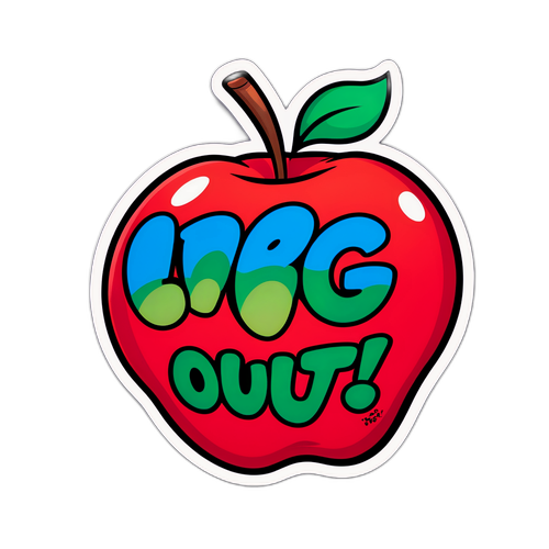 Sticker van een opgeblazen appel