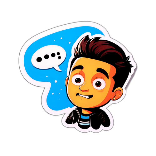 A sticker stylisé de Théo avec une bulle de dialogue drôle