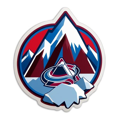 Návrh samolepky s pozadím hor a logem Colorado Avalanche