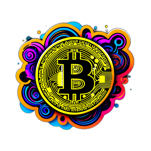 מדבקת מטבע ביטקוין futurística