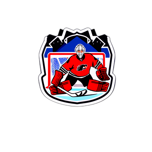 Хоккейная битва: шайба летит между клюшками на фоне зала