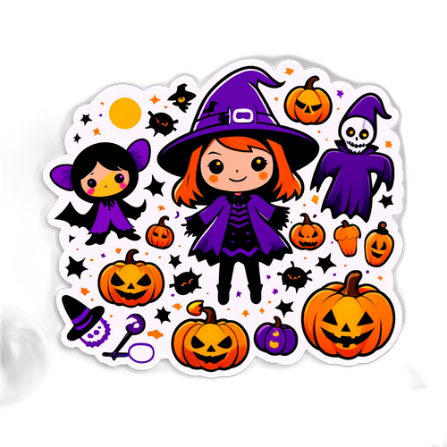 Hauska Halloween-teemainen tarra