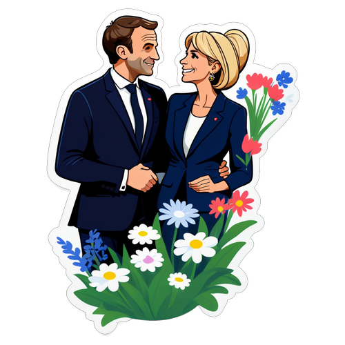Couple amoureux entouré de fleurs françaises