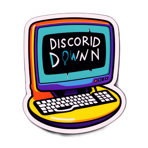 Een grappige sticker van een computer met een kapotte scherm