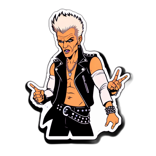 Aufkleber von Billy Idol in cooler Rockpose mit dem berühmten Songtitel 'White Wedding'