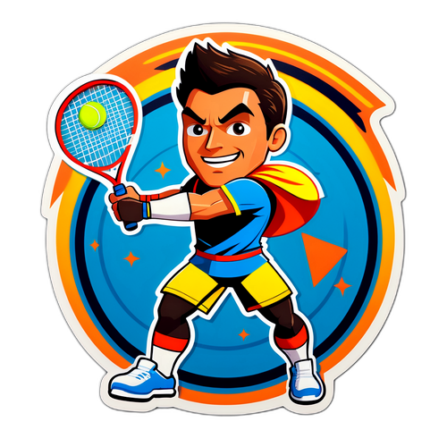 Sticker amusant de Ben Shelton se transformant en super-héros du tennis
