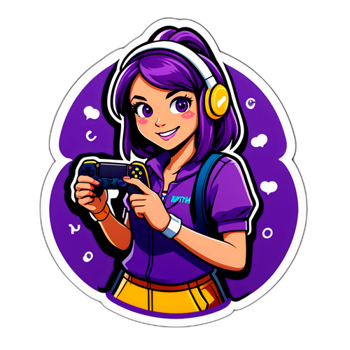 สติกเกอร์ตัวละครหญิงสตรีมเมอร์เกม