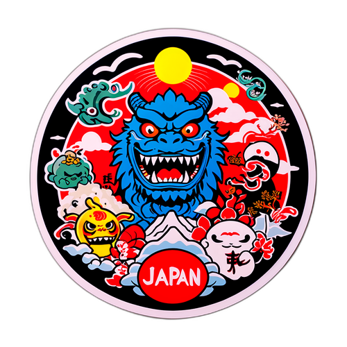 Samolepka s japonskými monstry a duchy