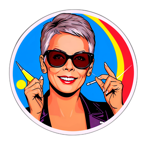 Retro-style Jamie Lee Curtis Sticker