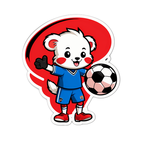 귀여운 마스코트 디자인과 축구공