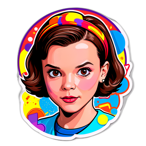 Stylisiertes Porträt von Millie Bobby Brown im Comic-Stil