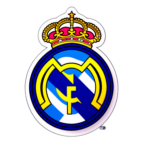 סטיקר בולט עם הסלוגן 'גו ריאל מדריד!' על רקע צבעי הקבוצה