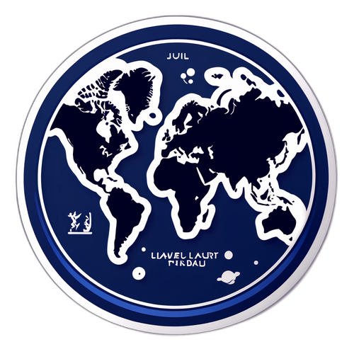 Niebieski motyw z mapą świata z podkreślonymi popularnymi miejscami laurel