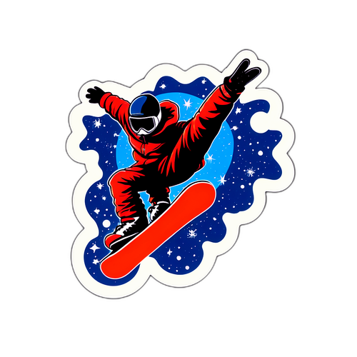 Snowboardåkare i en stjärnklar bakgrund