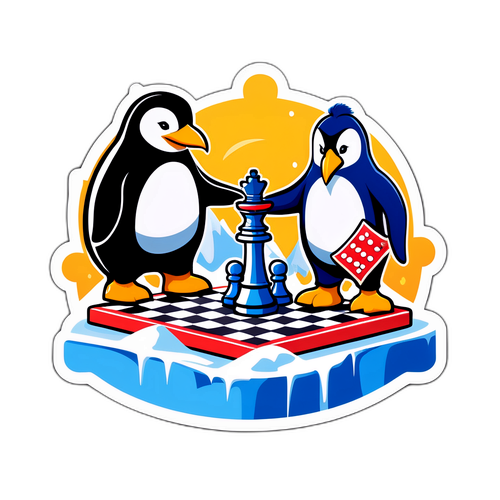 Chess on Ice: Penguins Mascots Playing