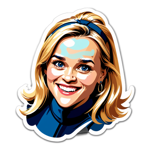 Fang Energi! Reese Witherspoons Ikoniske Smil i Cinematisk Sticker!