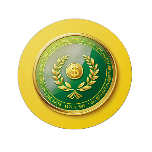 Hình dán đồng xu vàng với biểu tượng giá vàng toàn cầu tăng