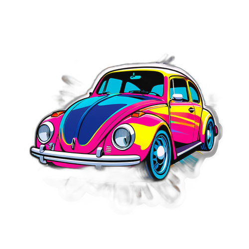 Carro Volkswagen Estilizado com Cores Vibrantes