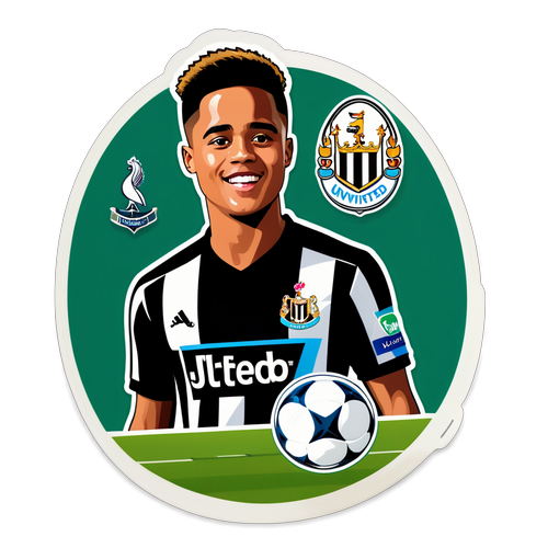 Stiker Bergaya Emblem Newcastle dengan Grafik Justin Kluivert