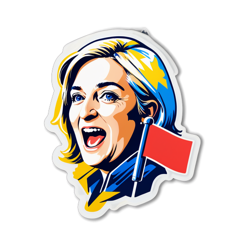 Autocolant vibrant cu Marine Le Pen