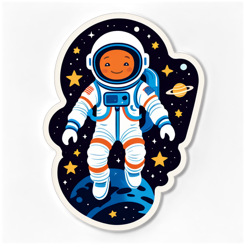 Whimsical Astronaut Floating in Space Sticker