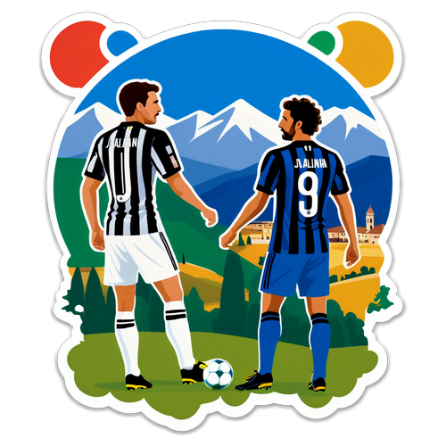 Sticker Menarik Pemain Atalanta dan Juventus di Latarnya Pemandangan Itali