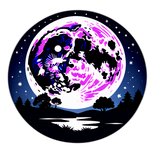 Illustration de la pleine lune sur un paysage nocturne français