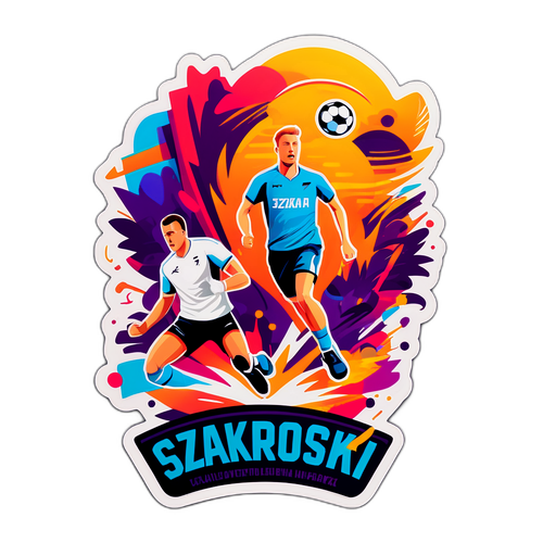 Nowoczesny projekt Dariusza Szpakowskiego z ekscytującymi scenami tła przedstawiającymi wydarzenie sportowe