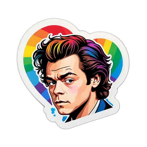 Harry Styles med Regnbue Baggrund