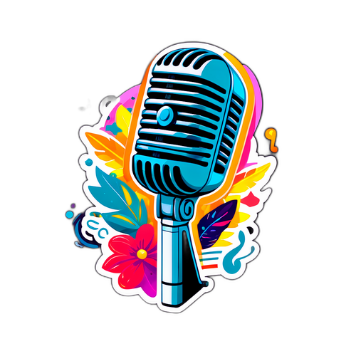 Micrófono Vintage y Elementos Musicales