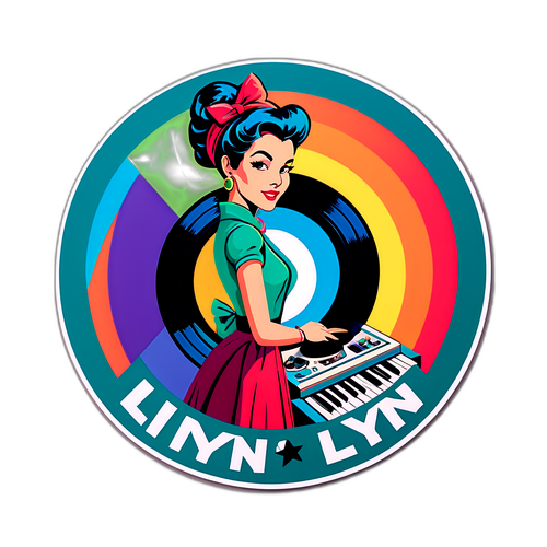 Retro-klistermerke av 'Lyn' i vinylplate design