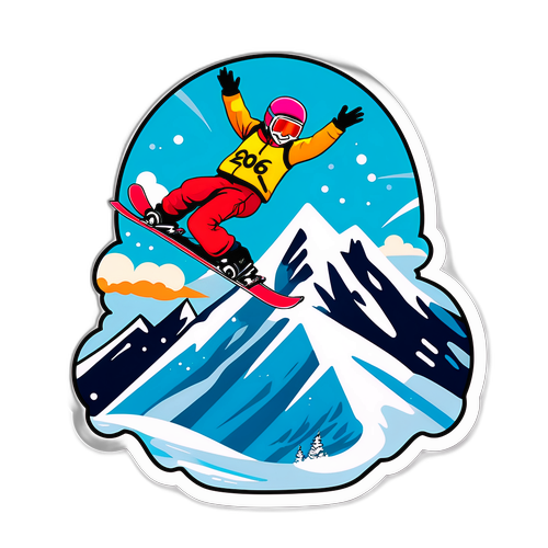 Snødekket fjell med fristil snowboarder